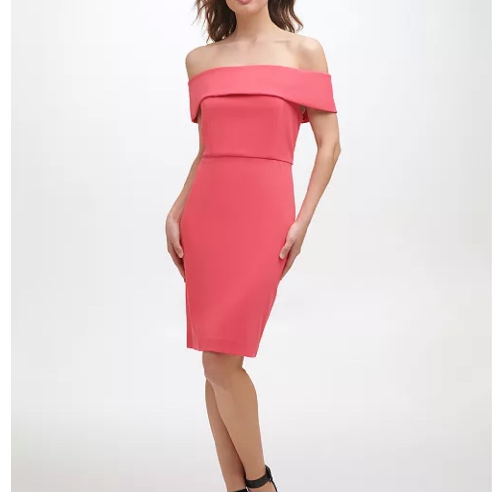 Calvin Klein 12 Off-The-Shoulder Sheath Dress